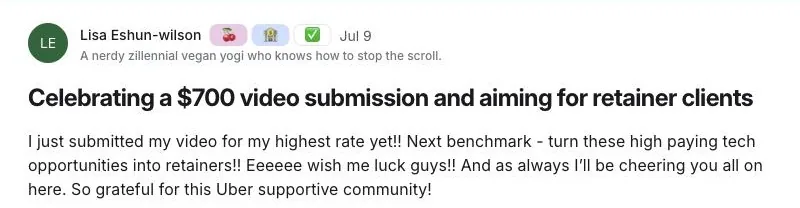 Community win posted by Lisa