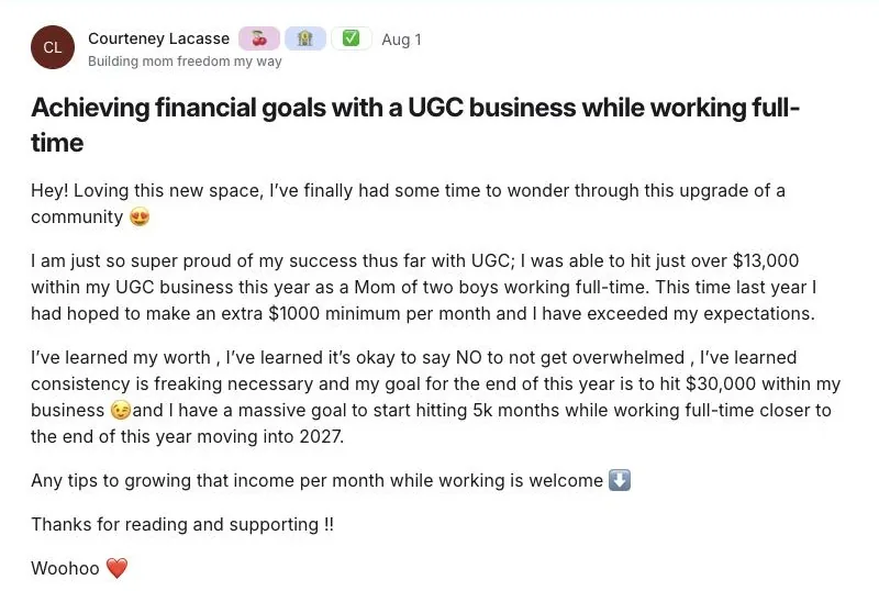 Community win posted by Courteney